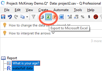 the "export to microsoft excel" button in Q