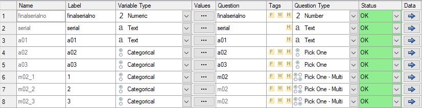 Data imported from DTA file with no labels