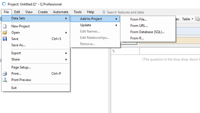 Importing data into Q