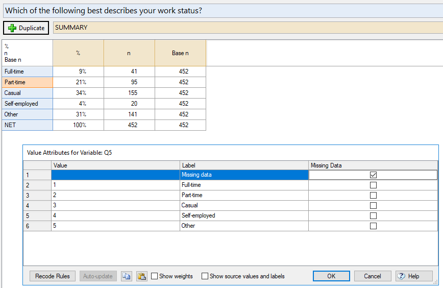 Values attributes box